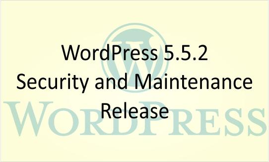 WordPress 5.5.2 Security and Maintenance